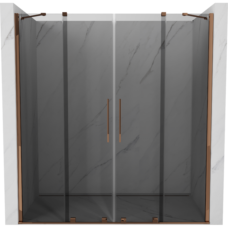 Mexen Velar Duo Sliding Shower Door 180 cm, Graphite, Rose Gold - 871-180-000-42-60