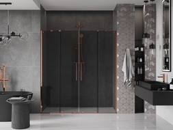 Mexen Velar Duo 180 cm Sliding Shower Door, Graphite, Rose Gold - 871-180-000-42-60
