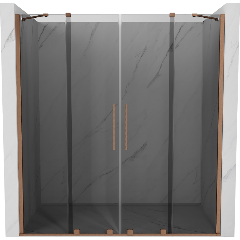 Mexen Velar Duo sliding shower doors 180 cm, graphite, brushed copper - 871-180-000-42-65