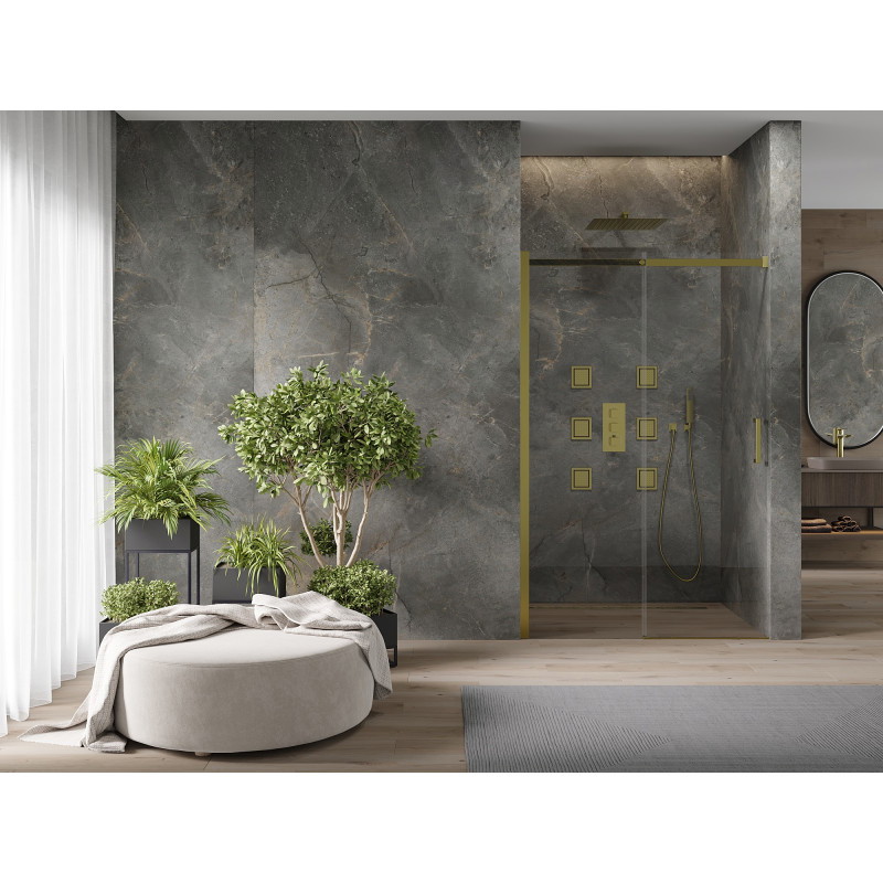 Mexen Omega sliding shower door 110 cm, transparent, gold - 825-110-000-50-00