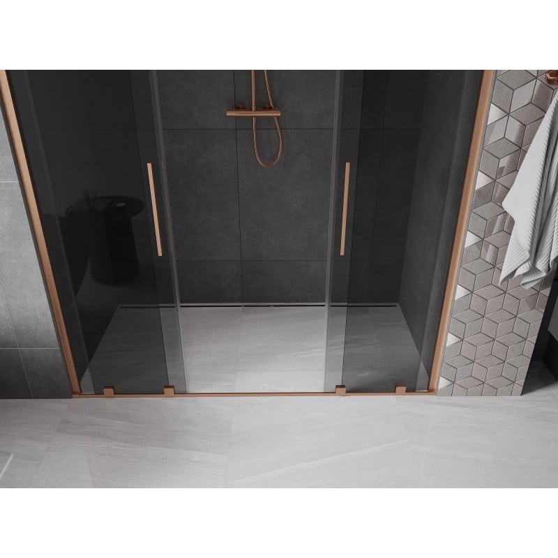 Mexen Velar Duo sliding shower doors 170 cm, graphite, brushed copper - 871-170-000-42-65