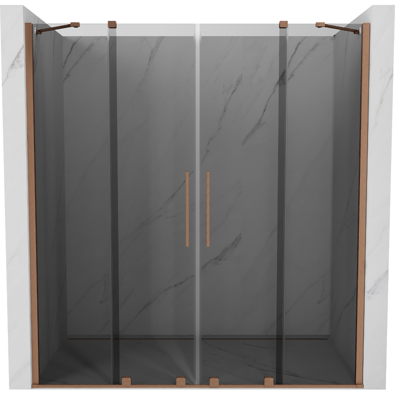 Mexen Velar Duo 200 cm Sliding Shower Door, Graphite, Brushed Copper - 871-200-000-42-65