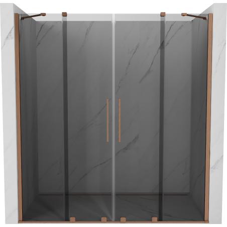 Mexen Velar Duo 200 cm Sliding Shower Door, Graphite, Brushed Copper - 871-200-000-42-65