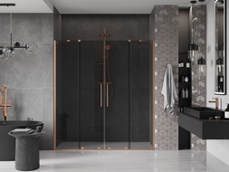 Mexen Velar Duo sliding shower door 180 cm, graphite, brushed copper - 871-180-000-42-65