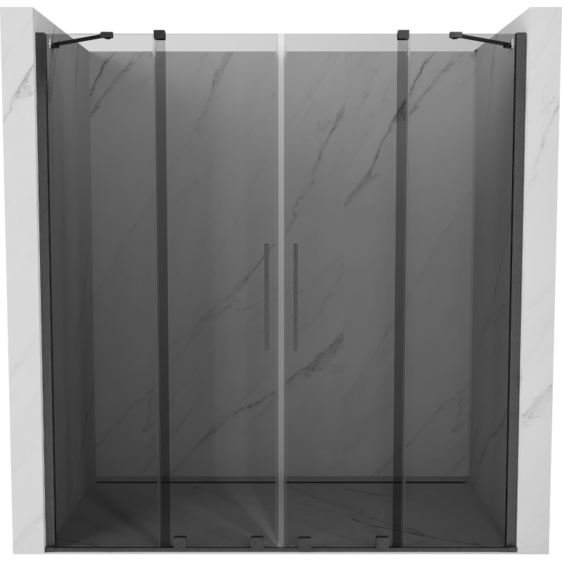 Mexen Velar Duo 180 cm Sliding Shower Door, Graphite, Brushed Gun Gray - 871-180-000-42-66