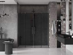 Mexen Velar Duo 180 cm Sliding Shower Door, Graphite, Brushed Gun Gray - 871-180-000-42-66