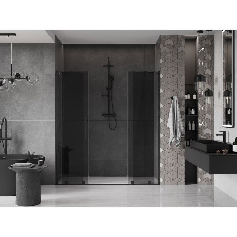 Mexen Velar Duo sliding shower door 180 cm, graphite, black - 871-180-000-42-70