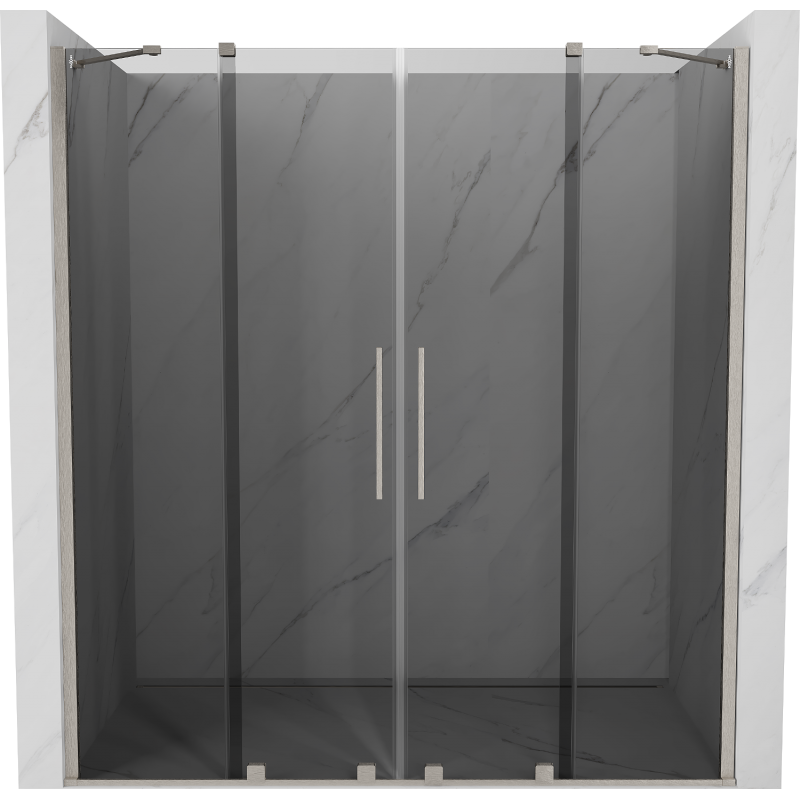 Mexen Velar Duo sliding shower door 200 cm, graphite, brushed nickel - 871-200-000-42-97