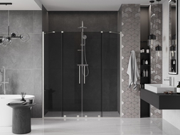 Mexen Velar Duo sliding shower door 170 cm, graphite, brushed nickel - 871-170-000-42-97