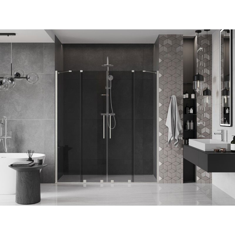 Mexen Velar Duo 180 cm sliding shower door, graphite, brushed nickel - 871-180-000-42-97