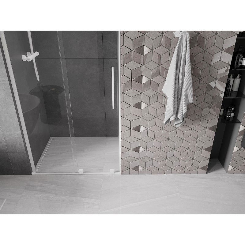 Mexen Velar L sliding shower door 90 cm, transparent, white - 871-090-003-01-20