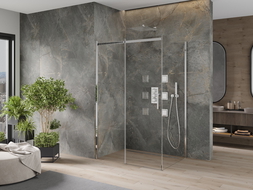 Mexen Omega extendable shower cubicle 100 x 80 cm, Transparent, Chrome - 825-100-080-01-00