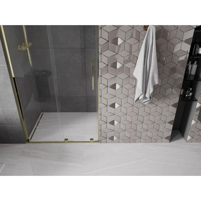 Mexen Velar L sliding shower door 90 cm, transparent, gold - 871-090-003-01-50