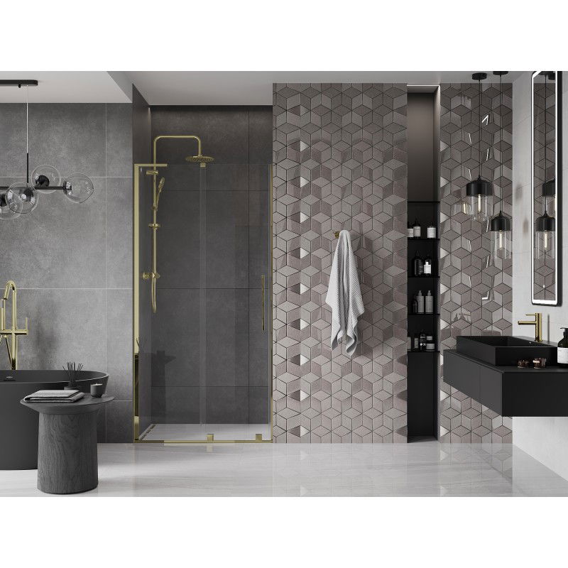 Mexen Velar L Sliding Shower Door 120 cm, Transparent, Gold - 871-120-003-01-50