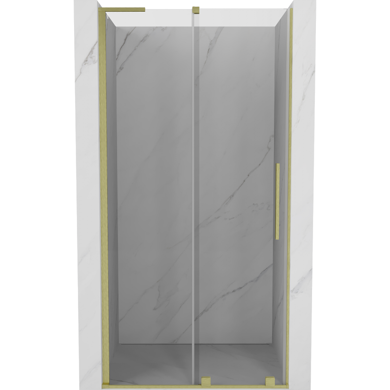 Mexen Velar L sliding shower door 100 cm, transparent, brushed gold - 871-100-003-01-55