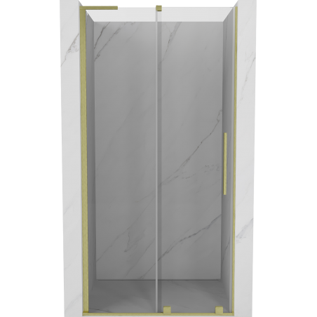 Mexen Velar L sliding shower door 100 cm, transparent, brushed gold - 871-100-003-01-55