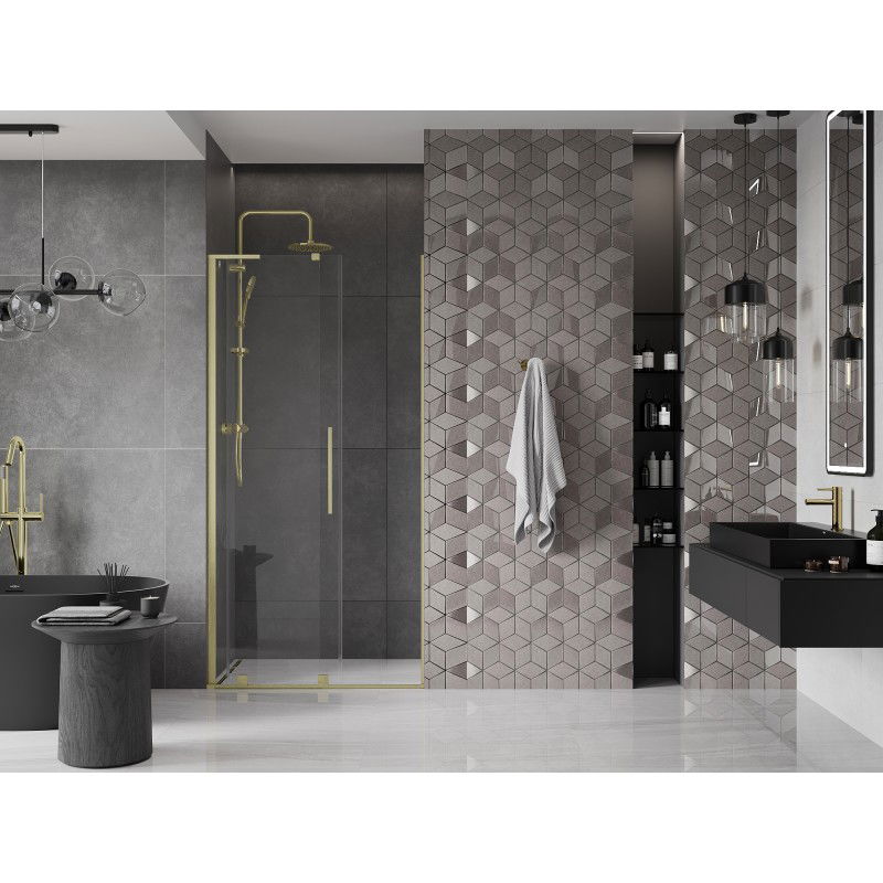 Mexen Velar L sliding shower doors 90 cm, transparent, brushed gold - 871-090-003-01-55