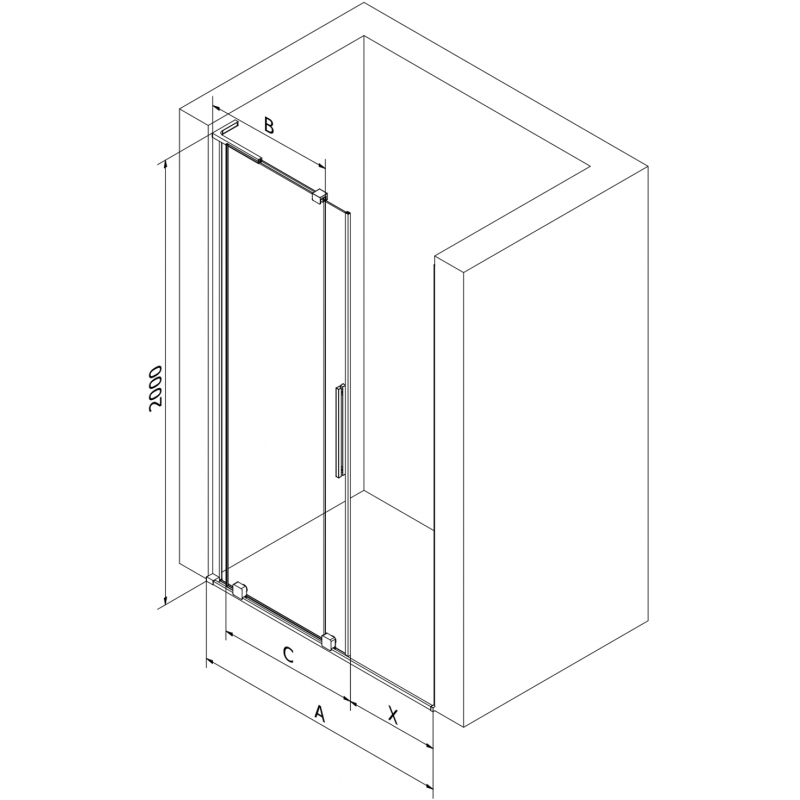 Mexen Velar L sliding shower door 90 cm, transparent, rose gold - 871-090-003-01-60
