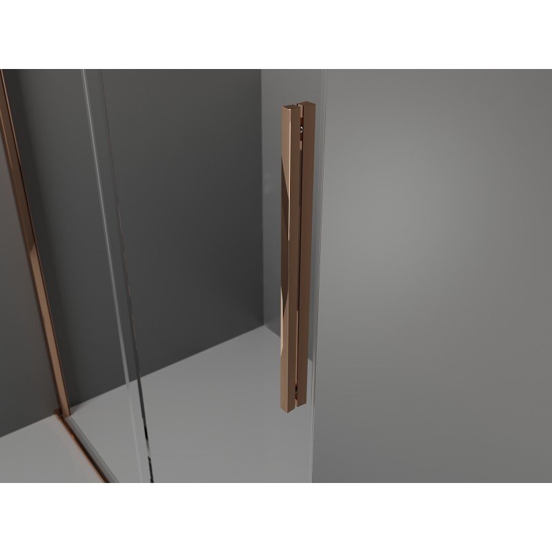 Mexen Velar L sliding shower door 100 cm, transparent, rose gold - 871-100-003-01-60