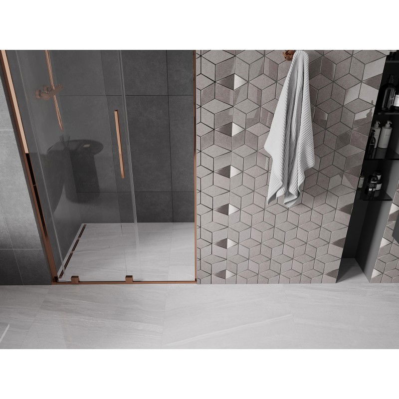 Mexen Velar L sliding shower door 120 cm, transparent, rose gold - 871-120-003-01-60