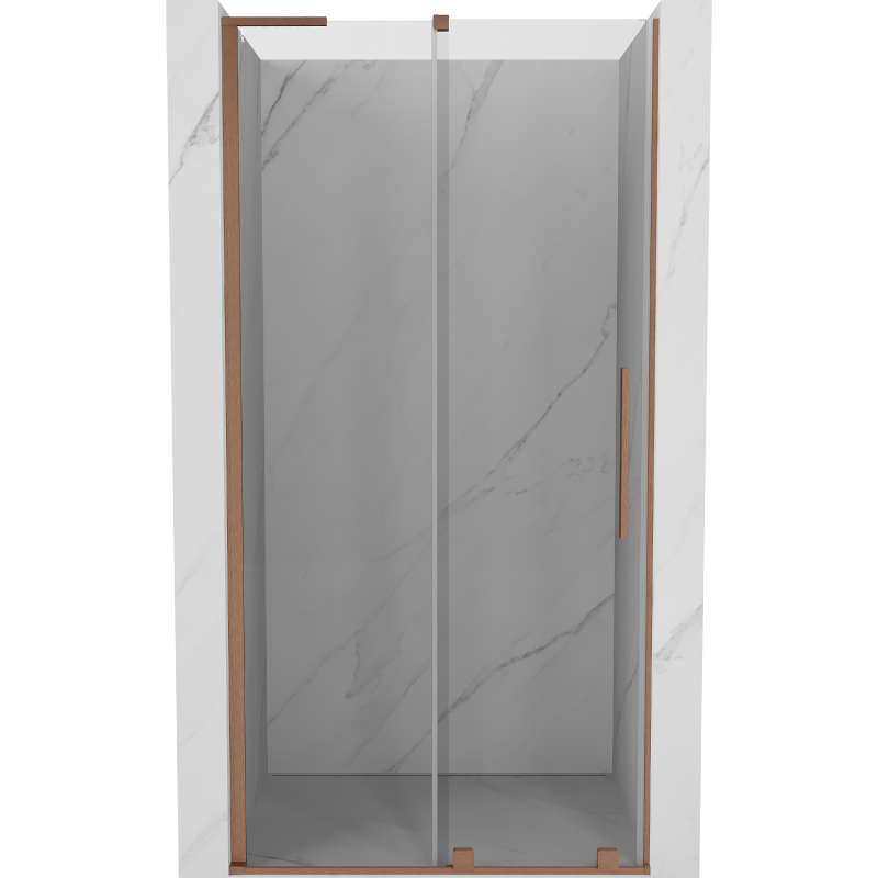 Mexen Velar L sliding shower door 90 cm, transparent, brushed copper - 871-090-003-01-65