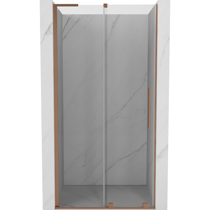 Mexen Velar L sliding shower door 110 cm, transparent, brushed copper - 871-110-003-01-65