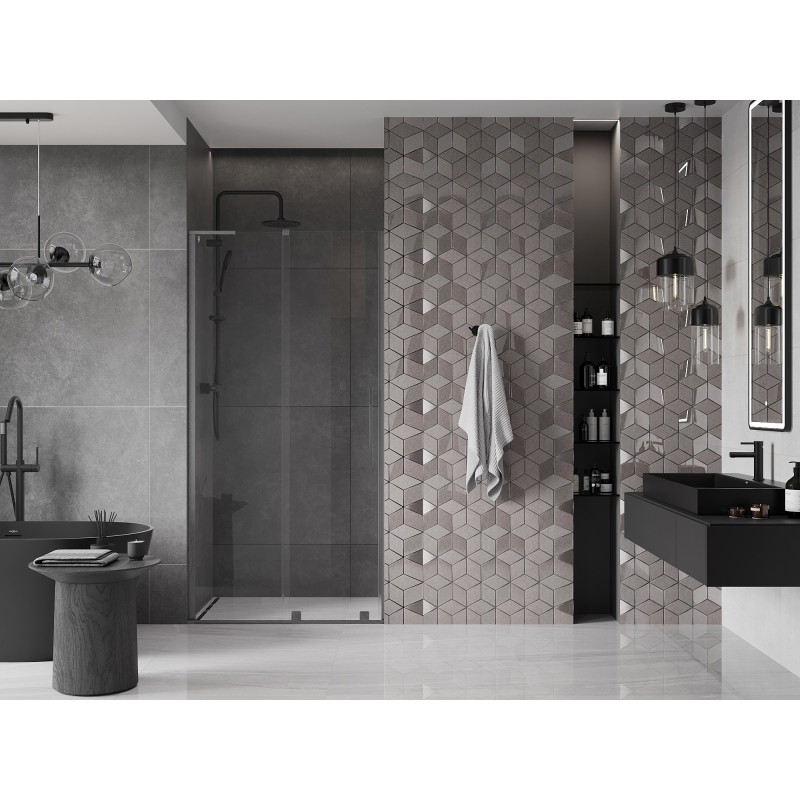 Mexen Velar L sliding shower door 90 cm, transparent, gun gray brushed - 871-090-003-01-66