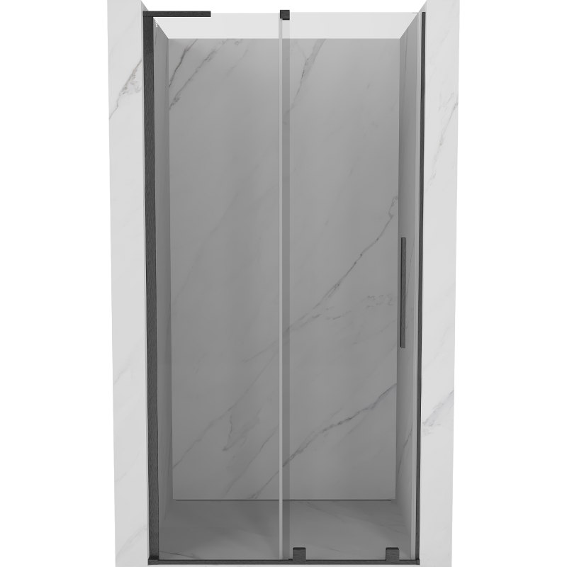 Mexen Velar L Sliding Shower Door 100 cm, Transparent, Brushed Gun Gray - 871-100-003-01-66