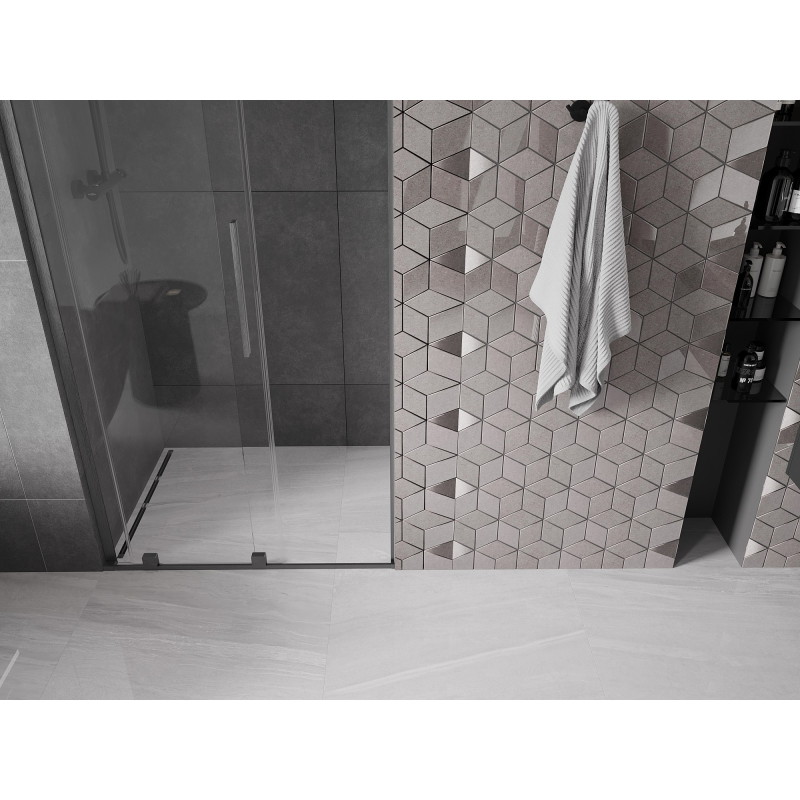 Mexen Velar L sliding shower door 90 cm, transparent, gun gray brushed - 871-090-003-01-66