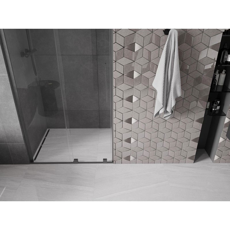 Mexen Velar L 90 cm Sliding Shower Door, Transparent, Brushed Gun Gray - 871-090-003-01-66