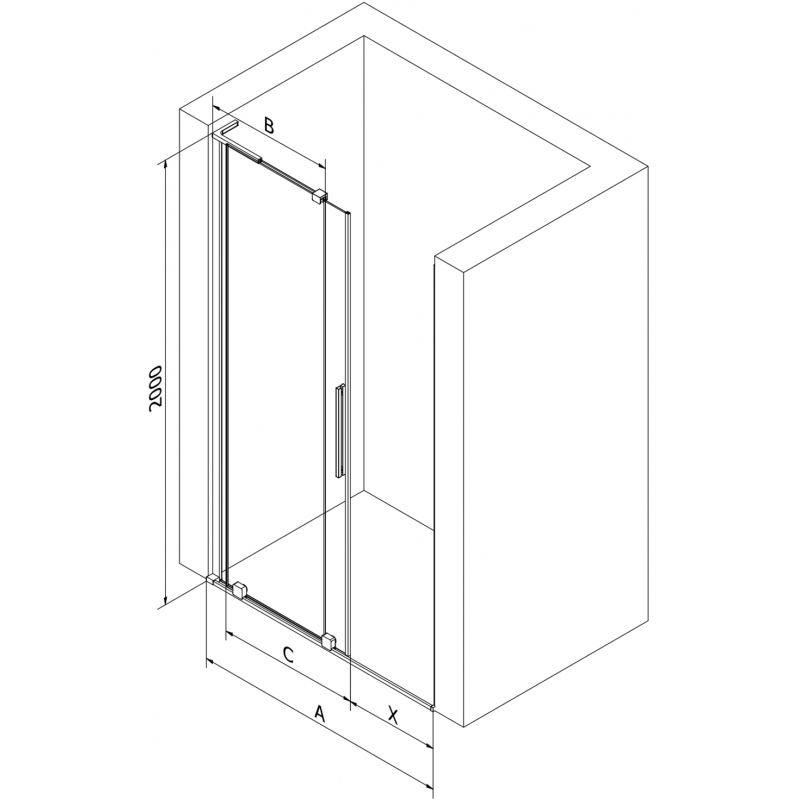 Mexen Velar L sliding shower doors 90 cm, transparent, gun metal - 871-090-003-01-95