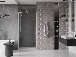 Mexen Velar L sliding shower door 110 cm, transparent, brushed nickel - 871-110-003-01-97