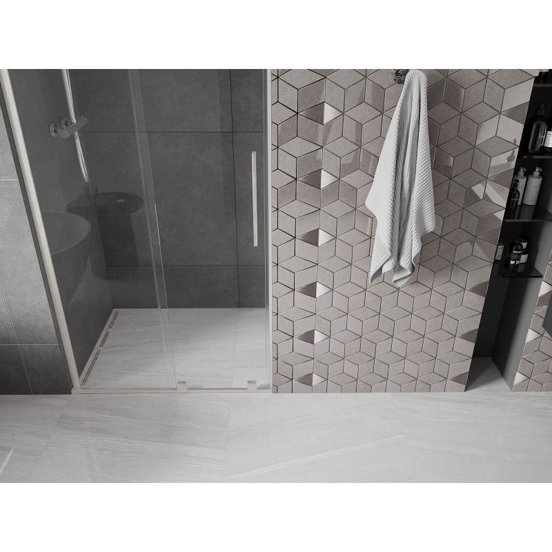 Mexen Velar L sliding shower door 120 cm, transparent, brushed nickel - 871-120-003-01-97
