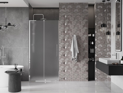 Mexen Velar L 120 cm Sliding Shower Door, Frosted, Chrome - 871-120-003-31-01