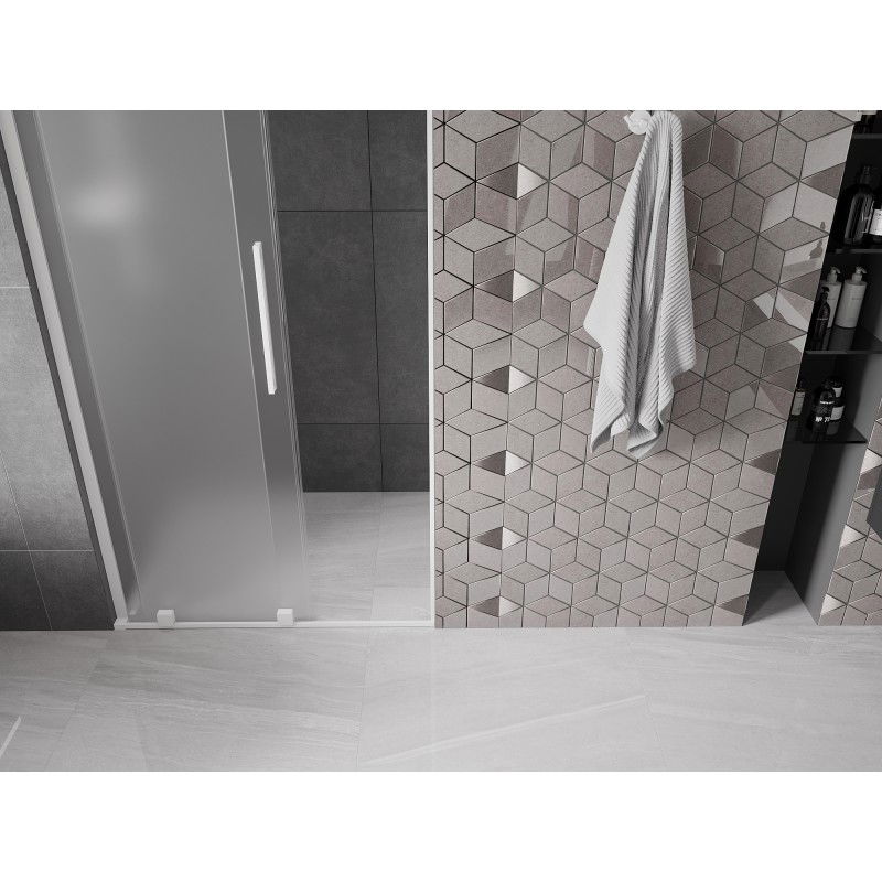 Mexen Velar L sliding shower door 90 cm, frost, white - 871-090-003-31-20