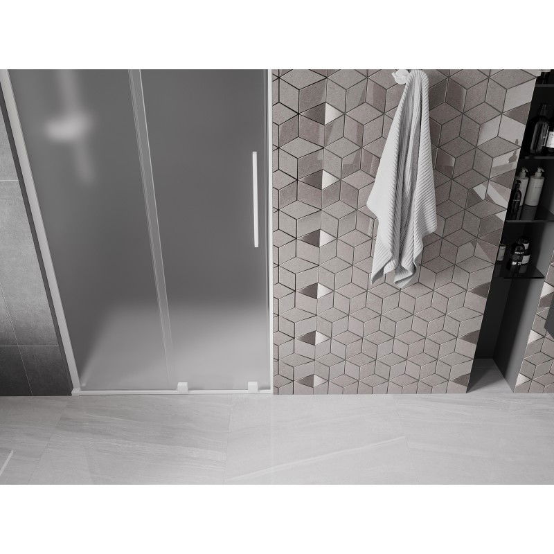Mexen Velar L sliding shower door 110 cm, frost, white - 871-110-003-31-20