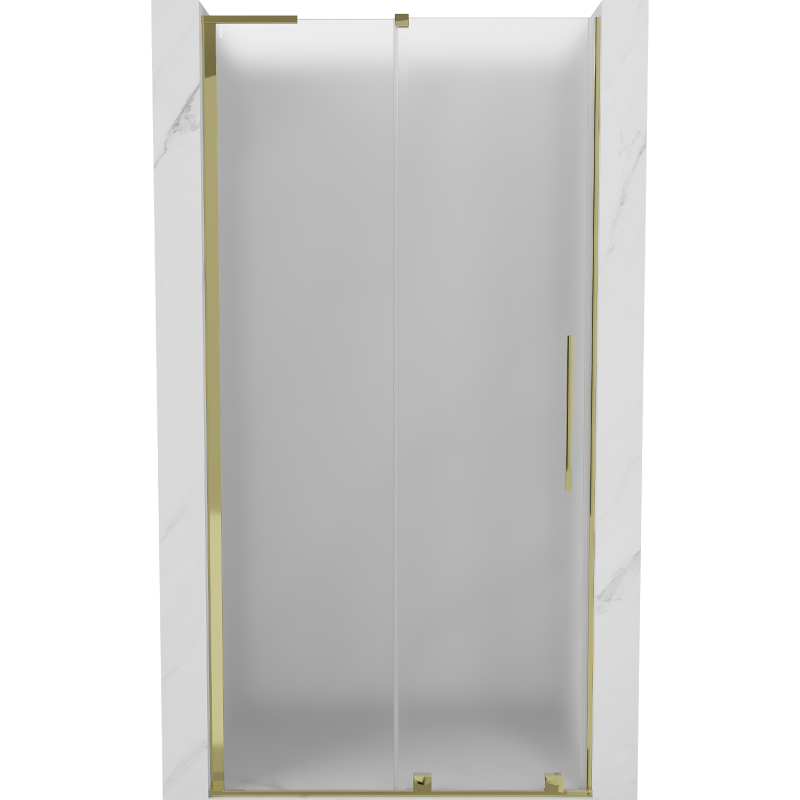 Mexen Velar L sliding shower door 100 cm, frosted, gold - 871-100-003-31-50