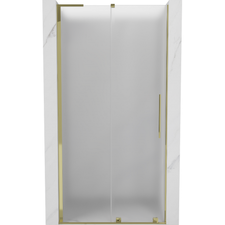 Mexen Velar L sliding shower door 100 cm, frosted, gold - 871-100-003-31-50