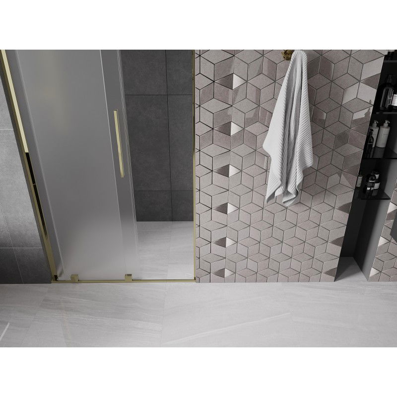 Mexen Velar L Sliding Shower Door 120 cm, Frosted, Gold - 871-120-003-31-50