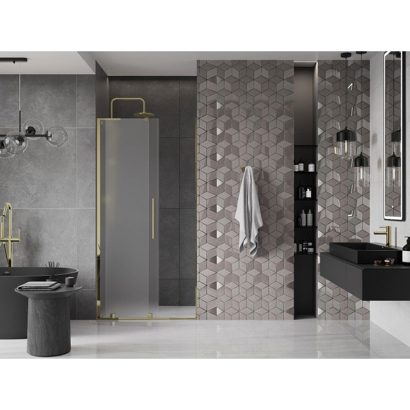 Mexen Velar L 110 cm Sliding Shower Door, Frosted, Gold - 871-110-003-31-50