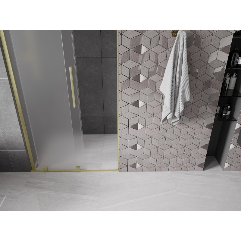 Mexen Velar L sliding shower door 90 cm, frost, brushed gold - 871-090-003-31-55