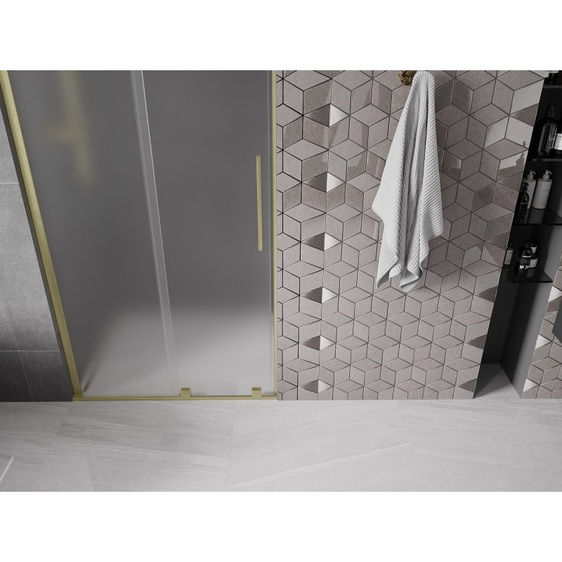 Mexen Velar L sliding shower door 90 cm, frost, brushed gold - 871-090-003-31-55