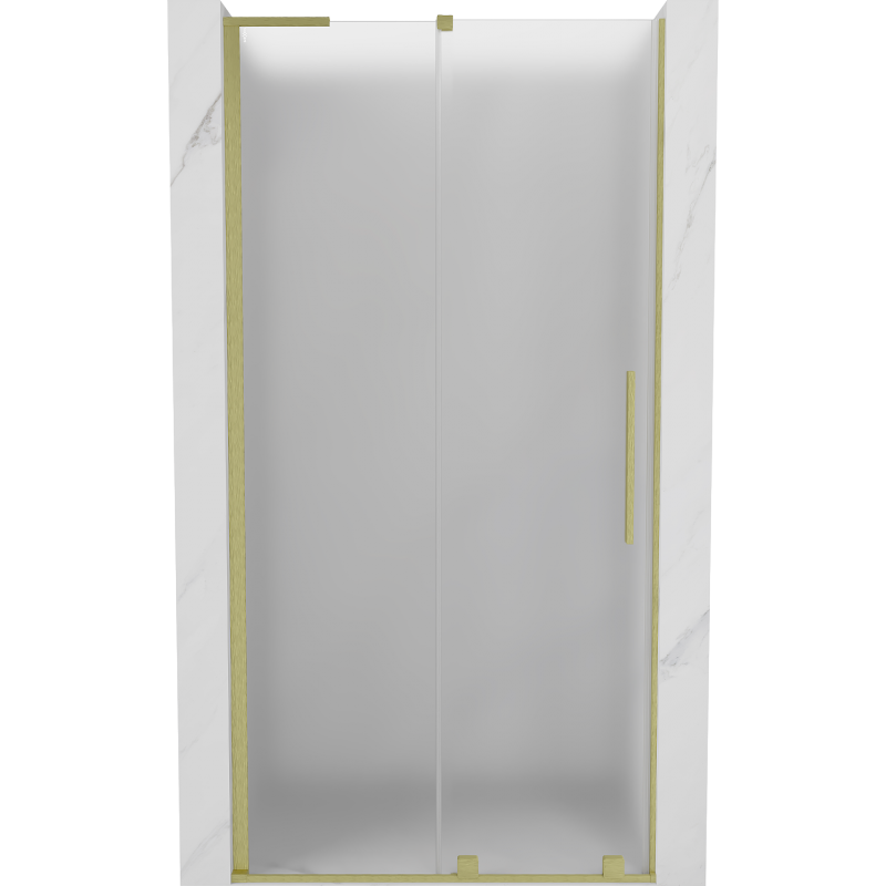 Mexen Velar L Sliding Shower Doors 100 cm, Frosted, Brushed Gold - 871-100-003-31-55