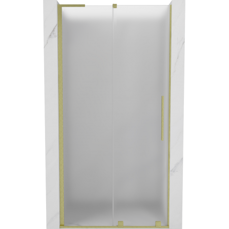 Mexen Velar L Sliding Shower Doors 100 cm, Frosted, Brushed Gold - 871-100-003-31-55