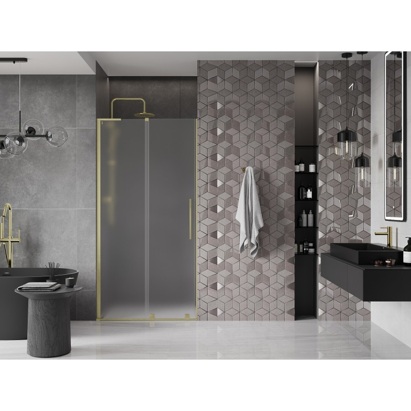 Mexen Velar L sliding shower door 90 cm, frost, brushed gold - 871-090-003-31-55
