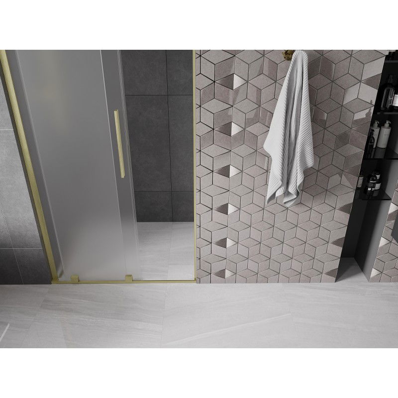 Mexen Velar L sliding shower door 100 cm, frosted, brushed gold - 871-100-003-31-55