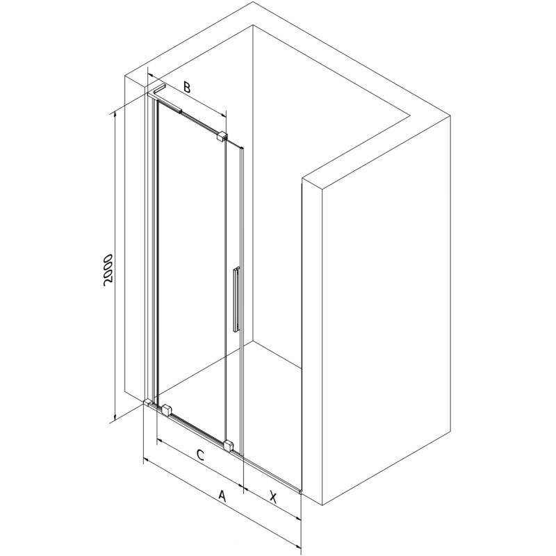Mexen Velar L sliding shower door 90 cm, frost, brushed gold - 871-090-003-31-55