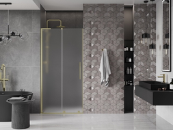 Mexen Velar L sliding shower door 110 cm, frosted, brushed gold - 871-110-003-31-55