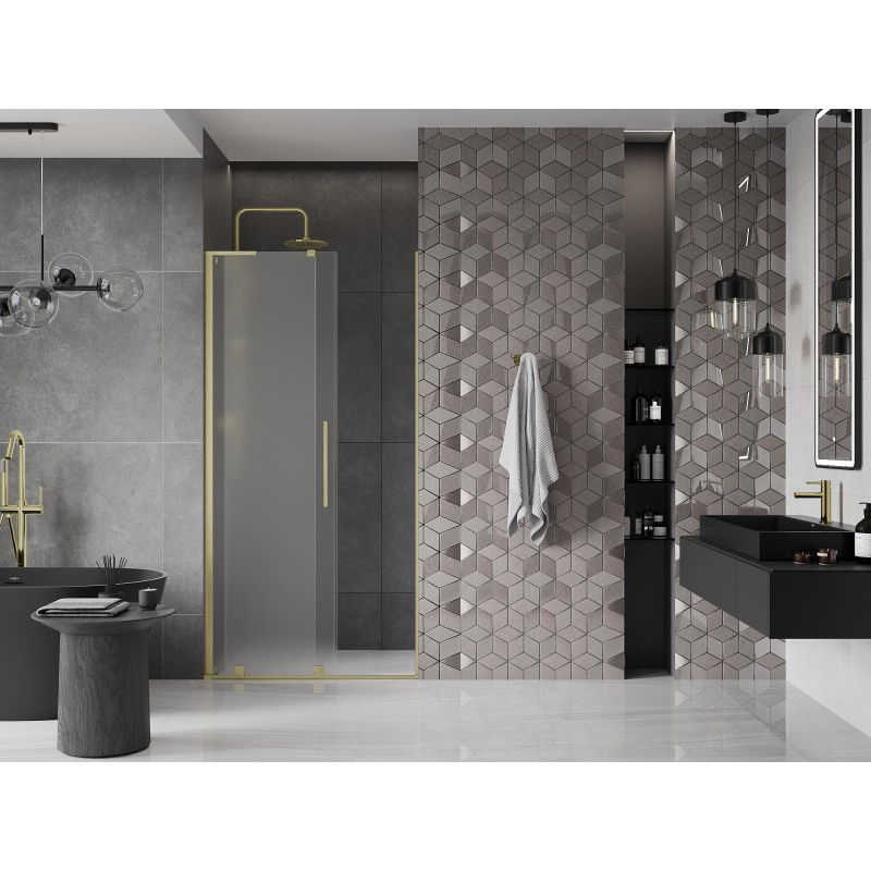 Mexen Velar L sliding shower door 120 cm, frosted, brushed gold - 871-120-003-31-55