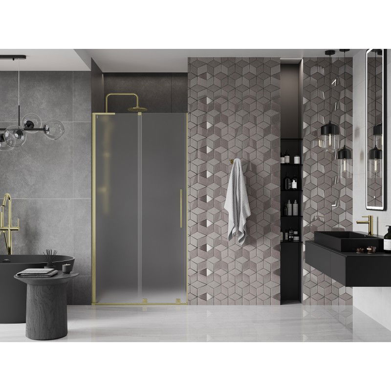 Mexen Velar L sliding shower door 120 cm, frosted, brushed gold - 871-120-003-31-55